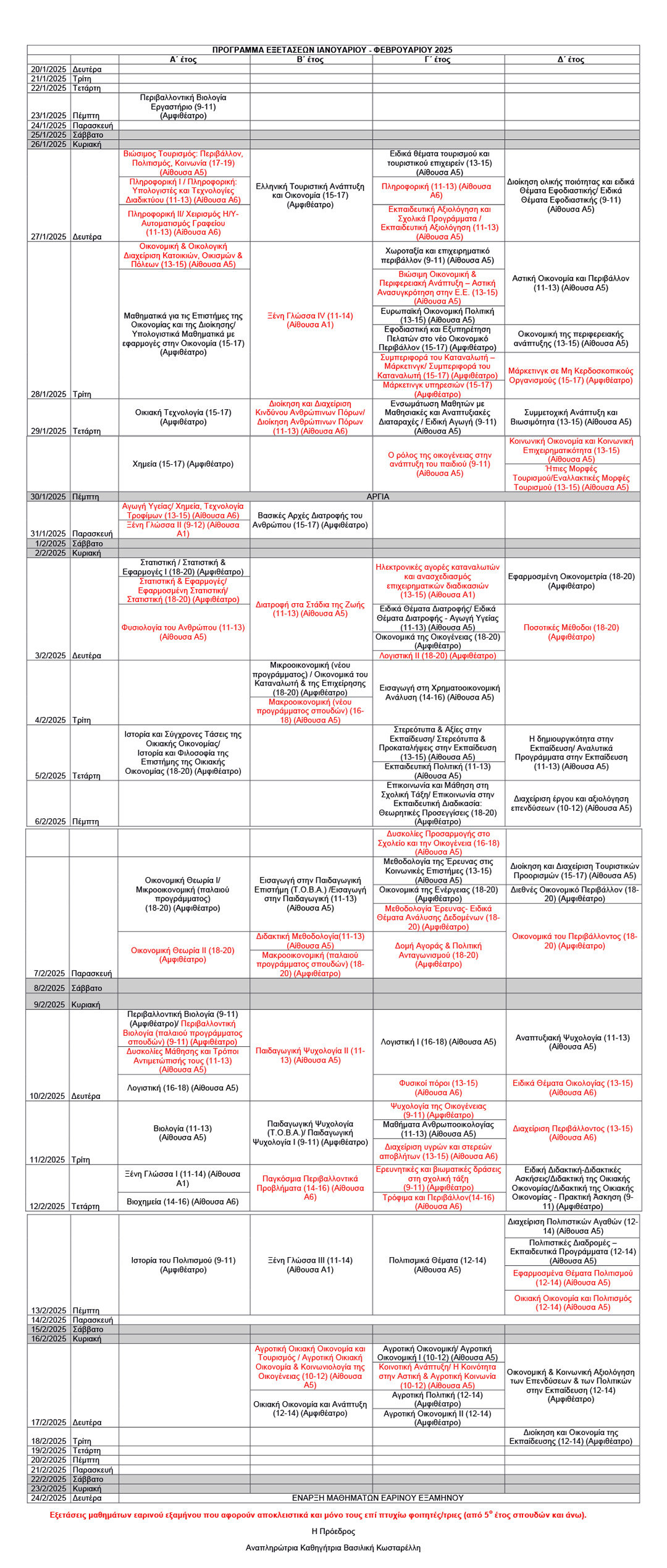 programma exetaseon jan feb 2025