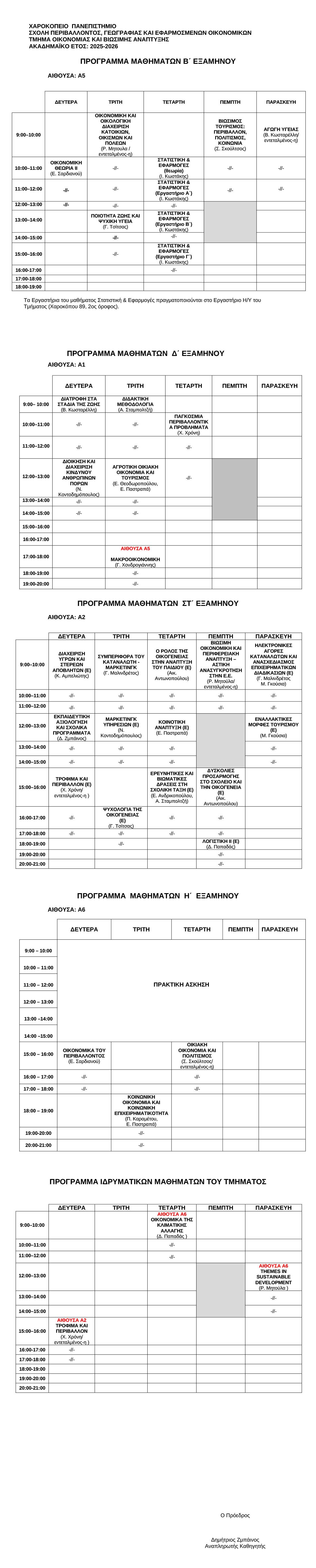 orologio programma earinou examinou 25 26 1